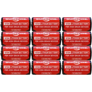 SureFire SF123A 12-pack 3.0V lithium batteries red and black clamshell