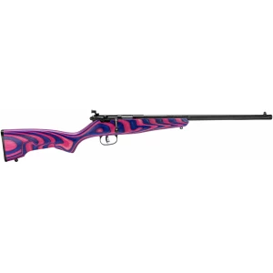 Savage Rascal Minimalist .22 LR single-shot bolt-action rifle pink and purple laminate stock