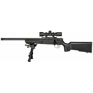Savage Rascal Target XP left-hand .22 LR rifle with mounted 4x32 scope and bipod