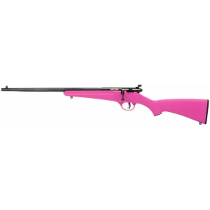 Savage Rascal left-hand youth .22 LR bolt-action rifle with 16.125 inch barrel and pink synthetic stock