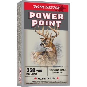 Box of Winchester Super-X .358 Winchester 200 gr Power-Point rifle ammunition, 20 rounds