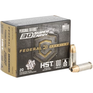 Box of Federal Premium 30 Super Carry 100 gr HST Jacketed Hollow Point 20 rounds