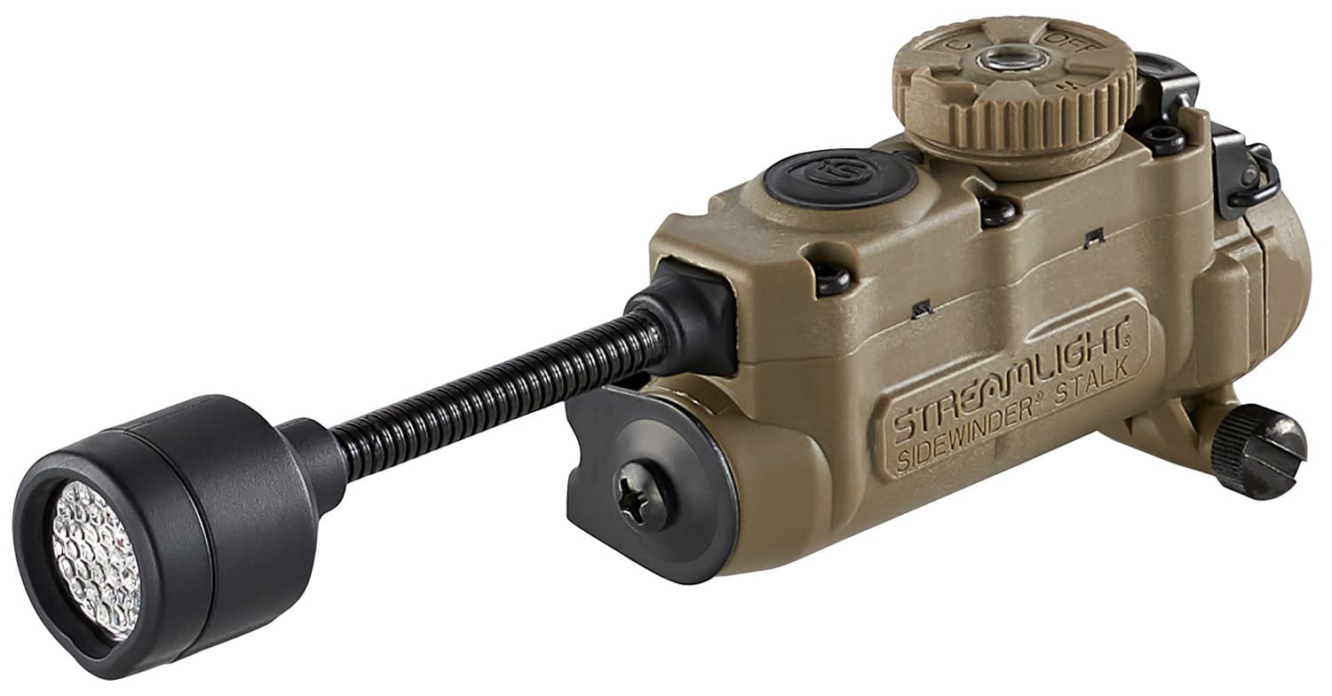 Streamlight Sidewinder Stalk helmet light in coyote with arc rail mount and helmet clip