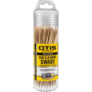Otis FG241100 Gun Cleaning Swabs Cotton/Wood 6" Long 100 Includes Reusable Storage Tube