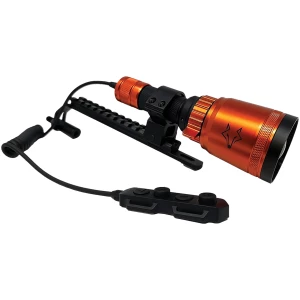 Foxpro Bowfire bowfishing LED light in black and orange with 18650 battery