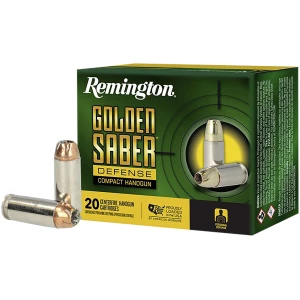 Box of Remington Golden Saber Defense Compact 10mm 180gr ammunition, 20 rounds