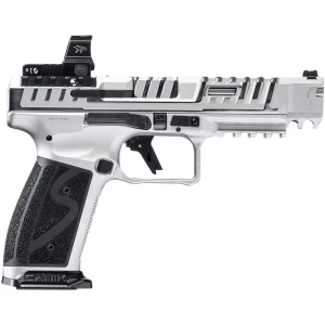 Canik SFx Rival-S 9mm chrome pistol with MeCanik MO2 optic and two 18-round magazines