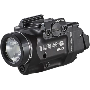 Streamlight TLR-8 G Sub weapon light with green laser, 500 lumens, fits 1913 short rail