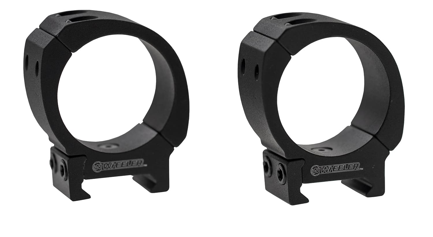 Wheeler Sporter 30mm High Bi-Weaver scope rings in black, Picatinny/Weaver compatible