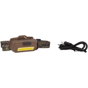 Nightstick USB-4510F Multi-Flood headlamp in flat dark earth with brim clip and strap