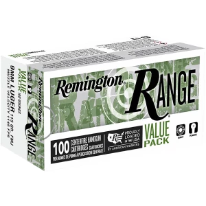 Remington Range 9mm Luger 115 gr FMJ 100 count box