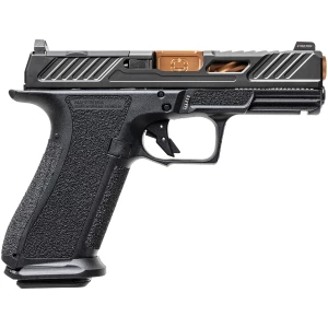 Shadow Systems XR920 Elite 9mm pistol, black polymer frame, bronze spiral-fluted 4.0 in barrel