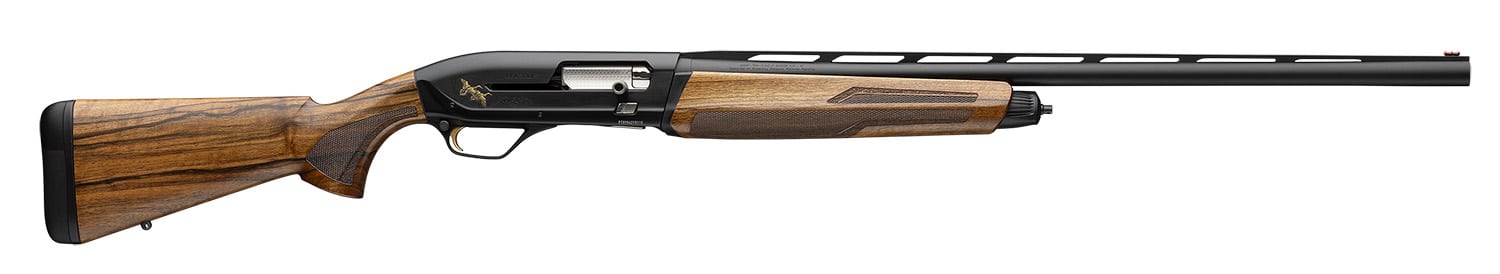 Browning Maxus II Black Gold 12ga 28in shotgun with engraved black receiver and walnut stock