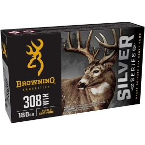 Browning Silver .308 Win 180 gr plated soft point ammunition box with 20 rounds