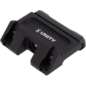 Unity Tactical RAXIS black anodized rail clamp mounted on a Picatinny rail