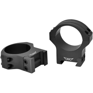 Warne HyperLite 34mm High matte black scope rings mounted on a Picatinny rail