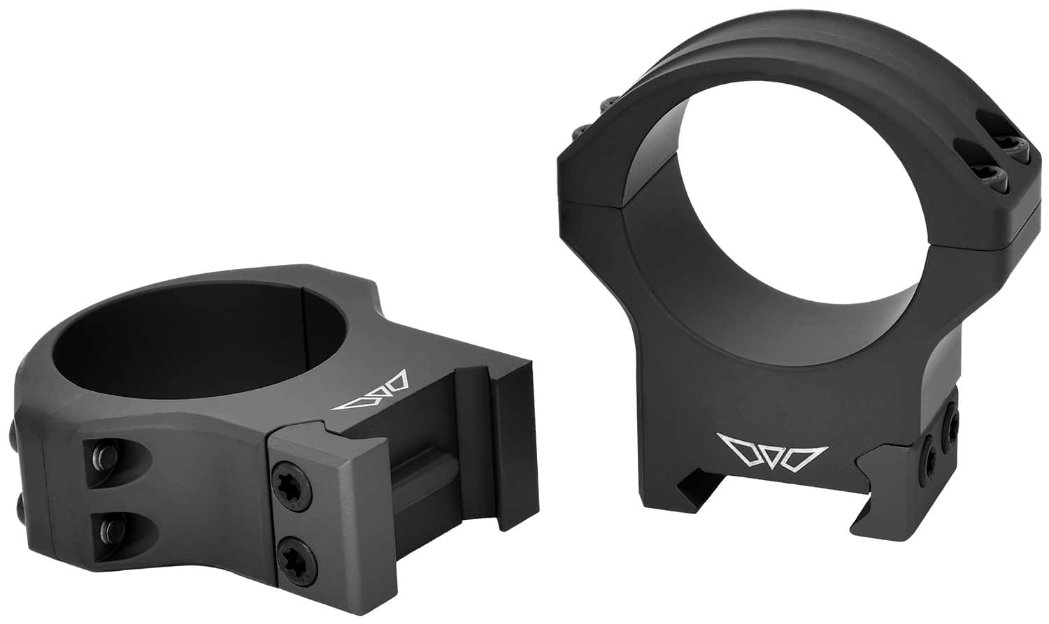 Warne HyperLite 34mm High matte black scope rings mounted on a Picatinny rail