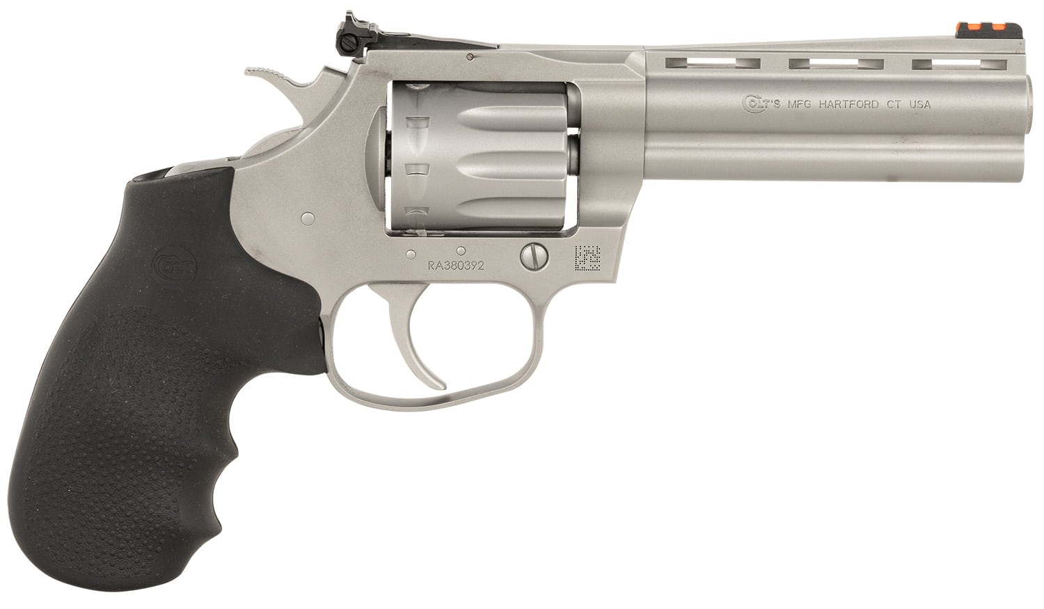 Colt King Cobra Target .22 LR 4.25 in matte stainless revolver with black Hogue overmolded grip