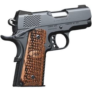 Kimber Ultra Raptor II .45 ACP 3in pistol, matte black slide and frame with zebrawood grips