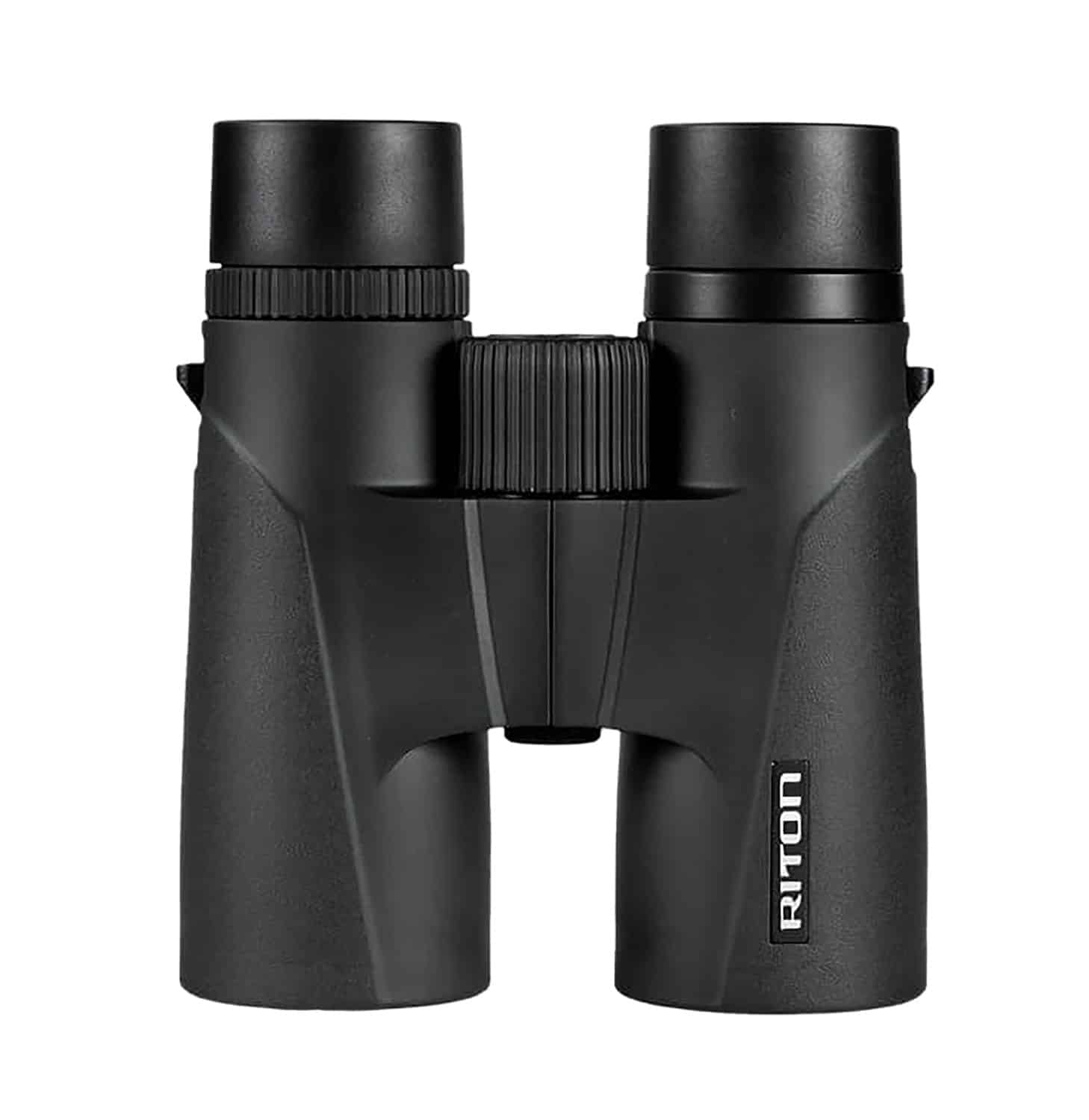 Riton 3 Primal 10x42 HD binoculars in black, angled view