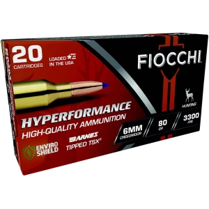 Fiocchi 6mm Creedmoor 80 gr Barnes Tipped TSX ammunition 20-round box