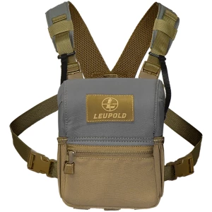 Leupold Enclosed Binocular Harness Tan/Gray with non-magnetic elastic closure