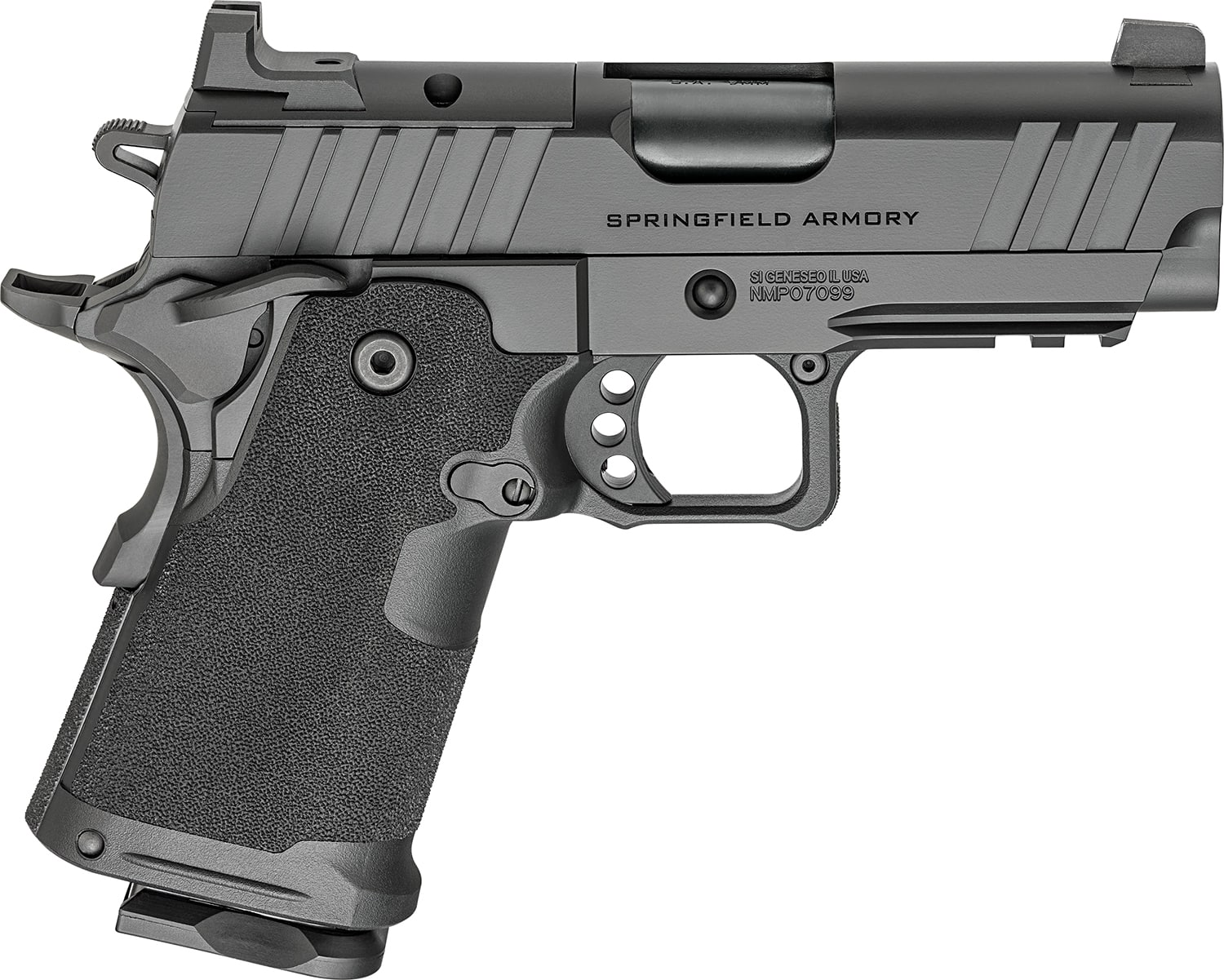Springfield Armory 1911 DS Prodigy Compact 9mm pistol, black Cerakote, two 15-round magazines