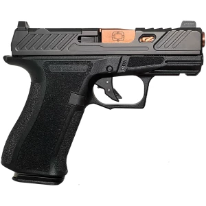 Shadow Systems CR920X Elite 9mm pistol with bronze spiral-fluted barrel and black frame, 3D tritium sights