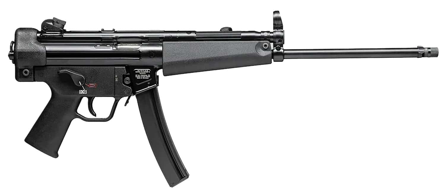 Heckler & Koch SP5L 9mm black with threaded barrel, side view