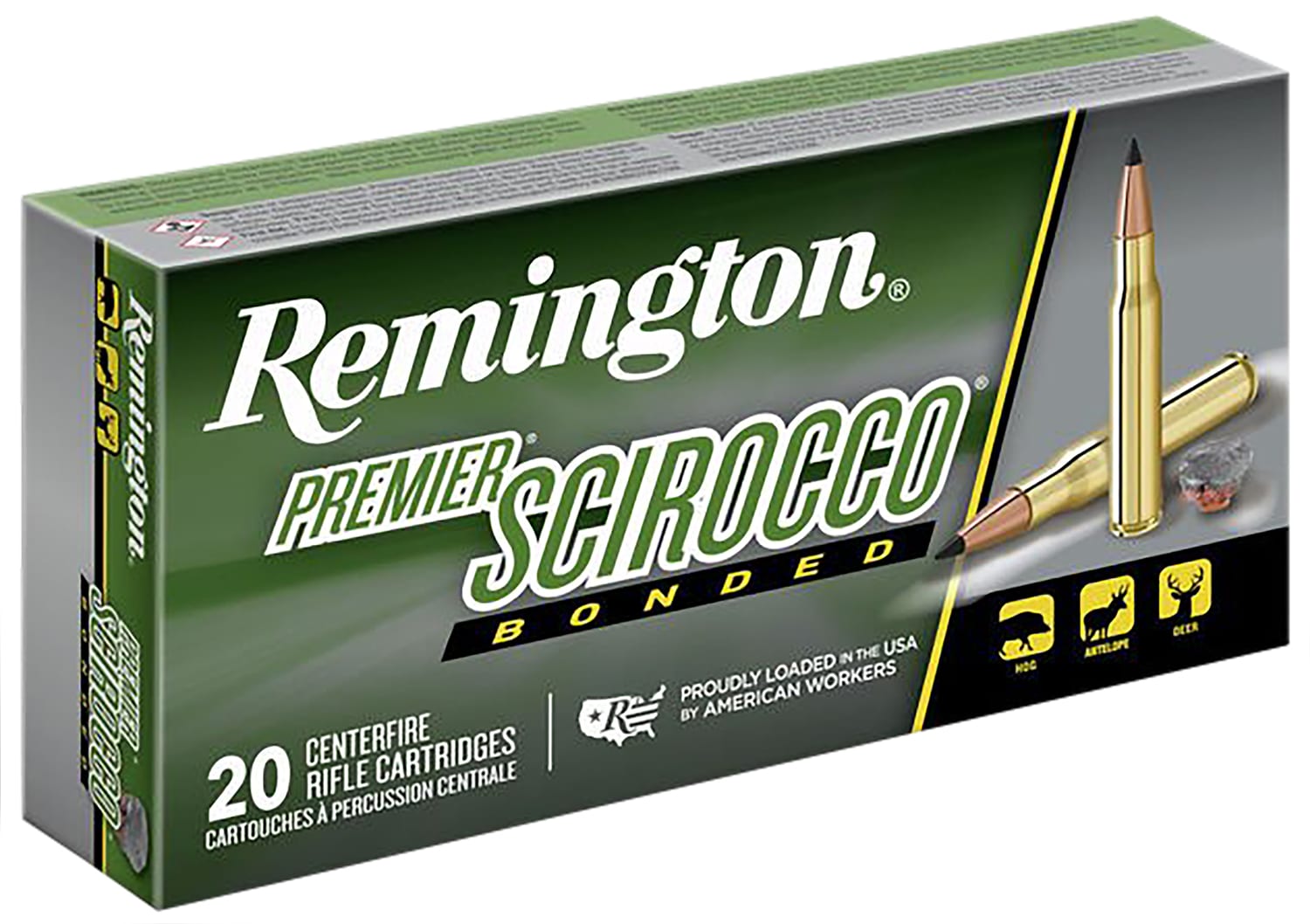 Box of Remington Premier Scirocco Bonded .300 WSM 180 gr rifle ammunition, 20 rounds