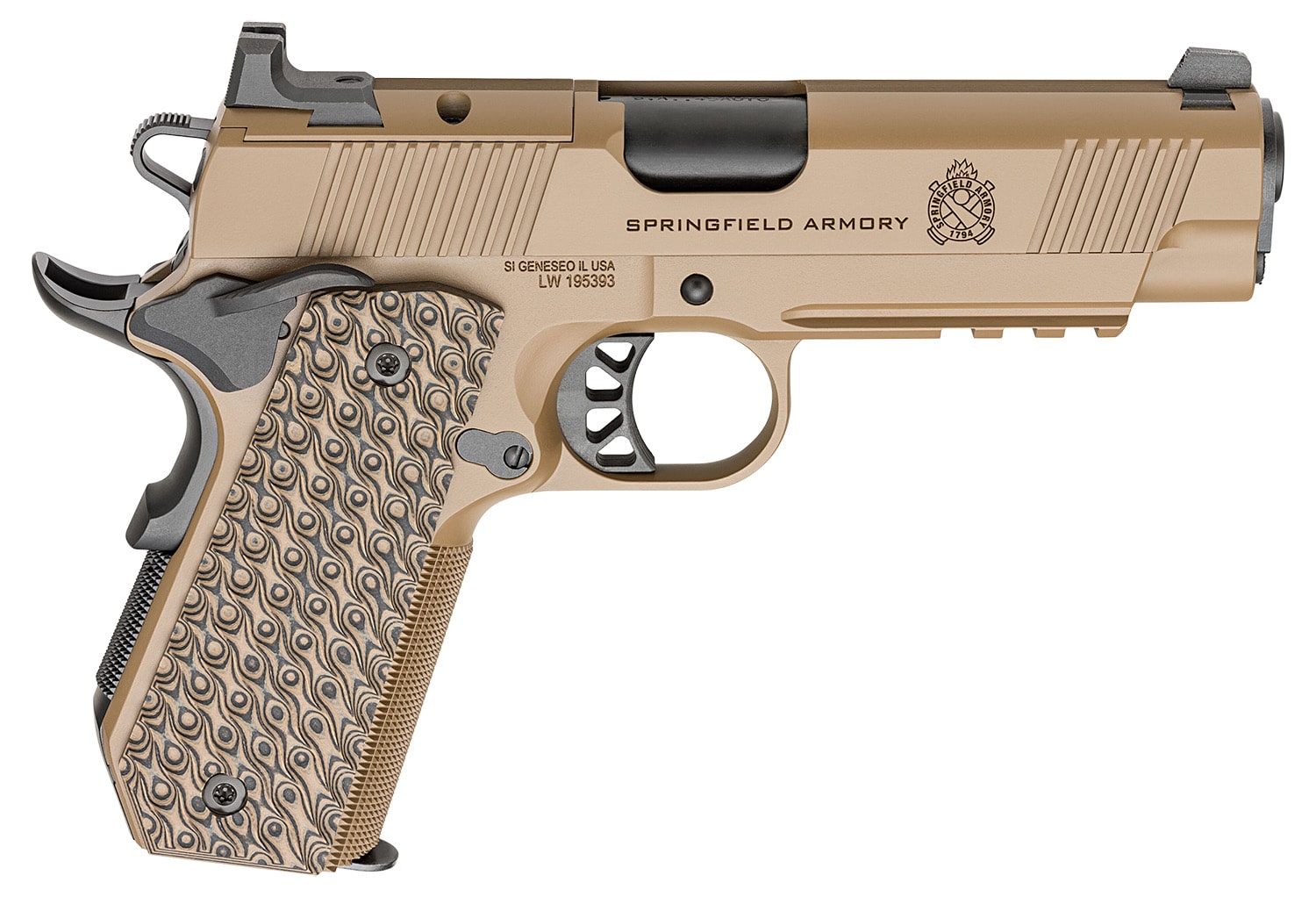 Springfield Armory 1911 TRP AOS .45 ACP 4.25in Coyote Brown, three 7-round magazines