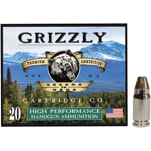 Grizzly Ammo 357 Sig 90 gr Jacketed Hollow Point ammunition box, 20 per box