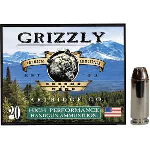 Box of Grizzly Ammo 10mm Auto 180gr Jacketed Hollow Point, 20 rounds
