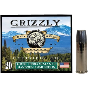Grizzly Ammo .44 Magnum 320 gr Wide Long Nose Gas Check box - 20 rounds