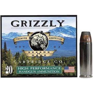 Grizzly Ammo GC45C+P10 .45 Long Colt 300 gr bonded flat point ammunition box
