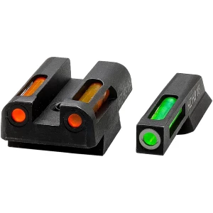 HiViz CZN421 LiteWave H3 Fiber-Optic Sight Set Green Tritium/White Outline w/ Litepipes Orange Fits CZ 75, 85, P-01