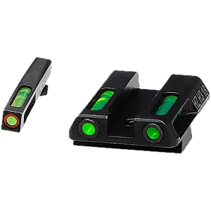 HiViz GLN521 LiteWave H3 Fiber-Optic Sight Set Green Fiber Optic/Orange Outline w/ Litepipes Green Fits Glock 42, 43, 43X, 48