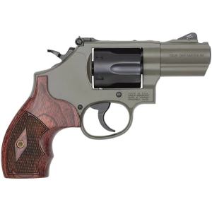 Smith & Wesson PC Model 19 Carry Comp .357 Mag Moss Cerakote revolver with rosewood and synthetic grips, 6-round