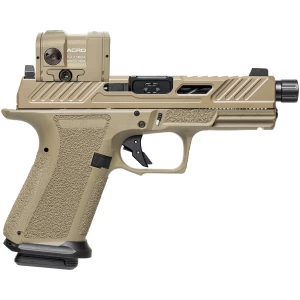 Shadow Systems MR920 9mm pistol in Flat Dark Earth with Aimpoint Acro red dot