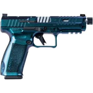 Canik Mete SFT Pro 9mm pistol with Stingray finish and threaded, fluted barrel