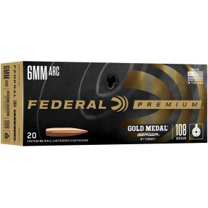 Federal Gold Medal Berger 6mm ARC 108gr Boat-Tail Open-Tip Match 20-count box