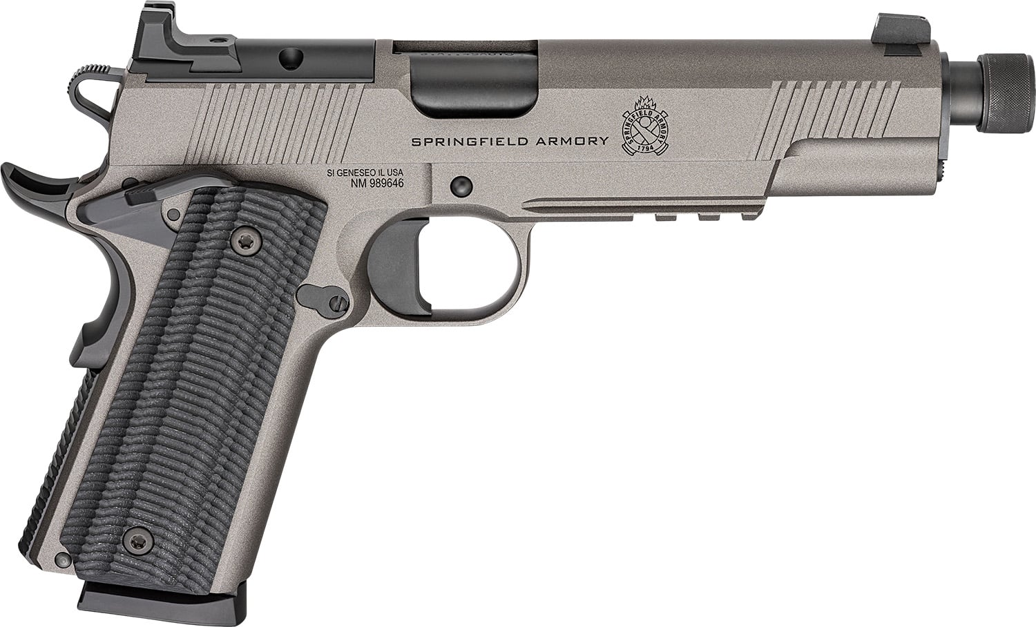 Springfield Armory 1911 Operator AOS .45 ACP threaded barrel Tungsten Gray VZ G10 grips