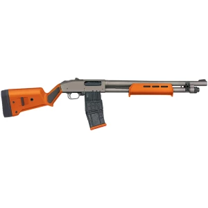 Mossberg 590M 12 Gauge 18.50in mag-fed pump shotgun with Magpul SGA safety orange stock