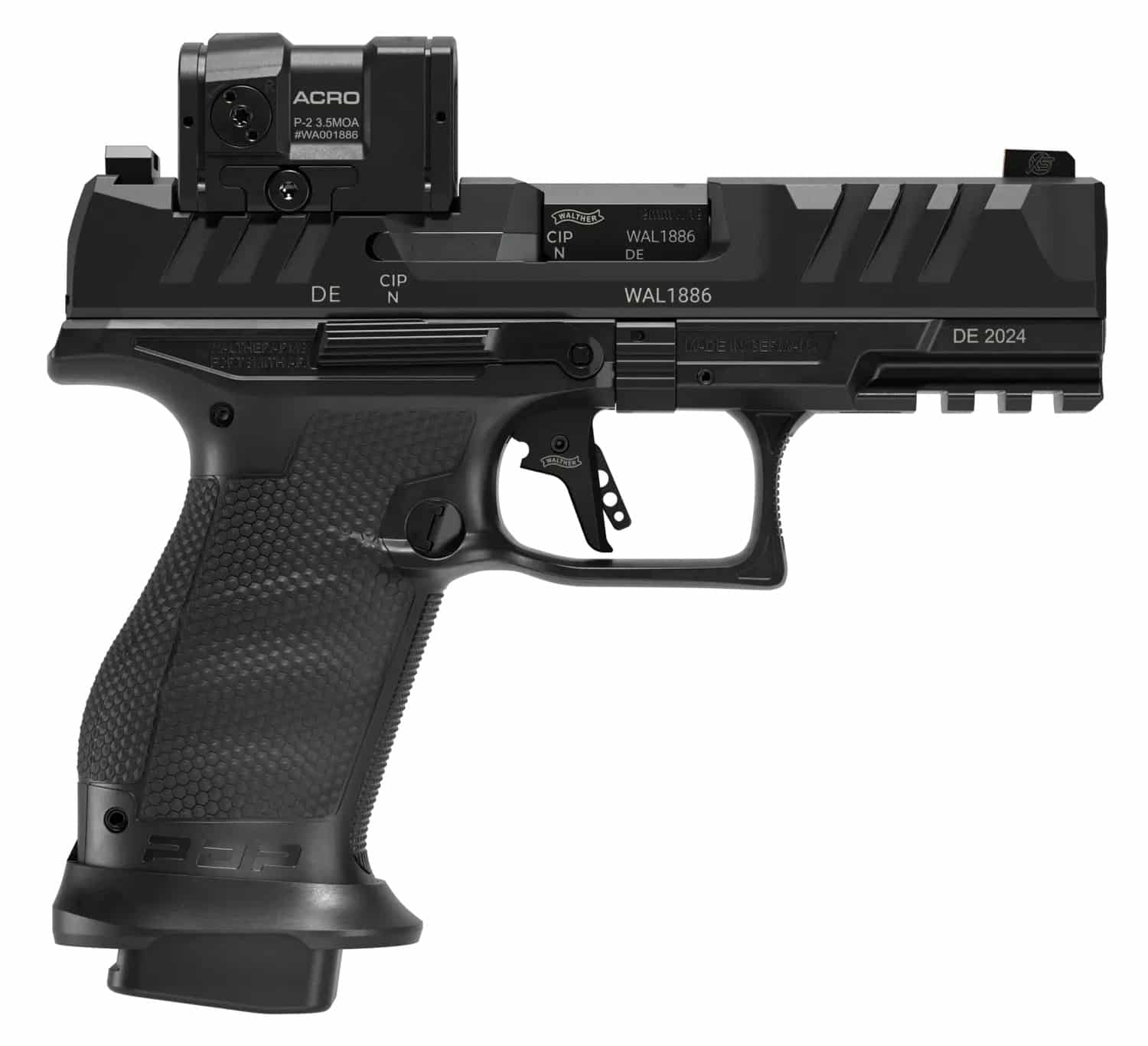 Walther PDP Compact Pro ACRO 9mm 4-inch pistol, matte black, Aimpoint ACRO