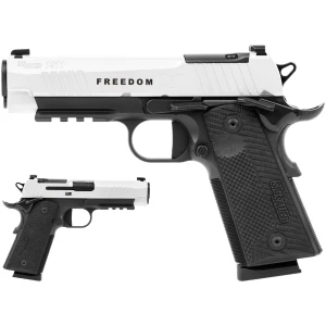 SIG Sauer 1911 X Carry Freedom .45 ACP two-tone white Cerakote slide on black DLC stainless frame with G10 grips