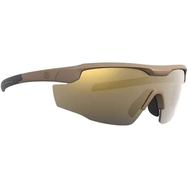 Leupold Sentinel matte tan frame with bronze mirror (BRZ) mirrored lenses safety eyewear