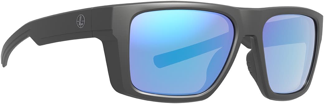 Leupold Skyline sunglasses matte black frame with blue mirror lenses