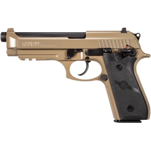 Taurus PT92 9mm FDE Cerakote pistol with black Hogue grips and two 17-round magazines
