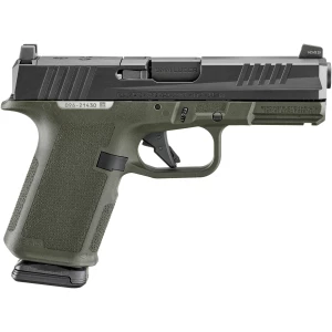 Ruger RXM 9mm pistol 4-inch barrel OD Green Magpul grip black slide with two Magpul 15-round PMAGs