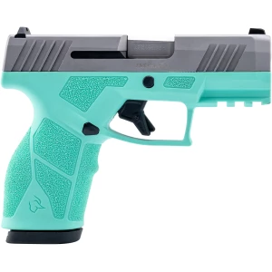 Taurus GX2 9mm pistol cyan polymer frame stainless steel slide right-side view